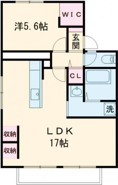 エイトファーム知立F棟(1LDK/2階)の間取り写真