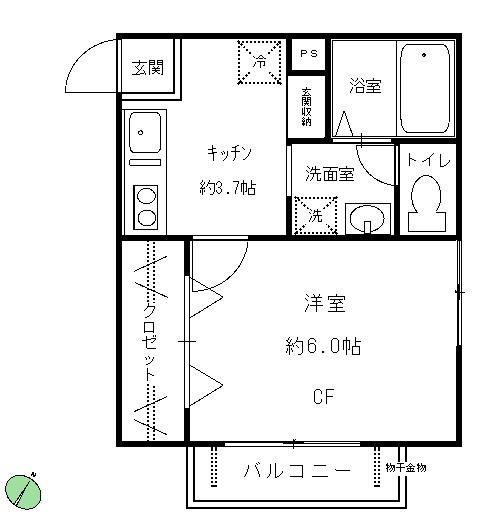 メゾンプレジール(1K/2階)の間取り写真