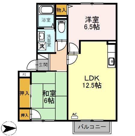 エスポワールイダⅠ番館(2LDK/2階)の間取り写真