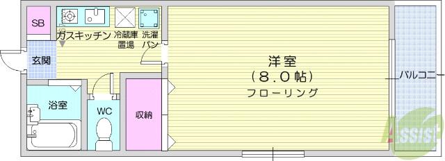 セレック吉成(1K/2階)の間取り写真