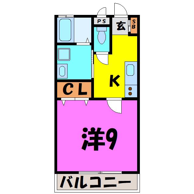 福田ハイツC(1K/1階)の間取り写真