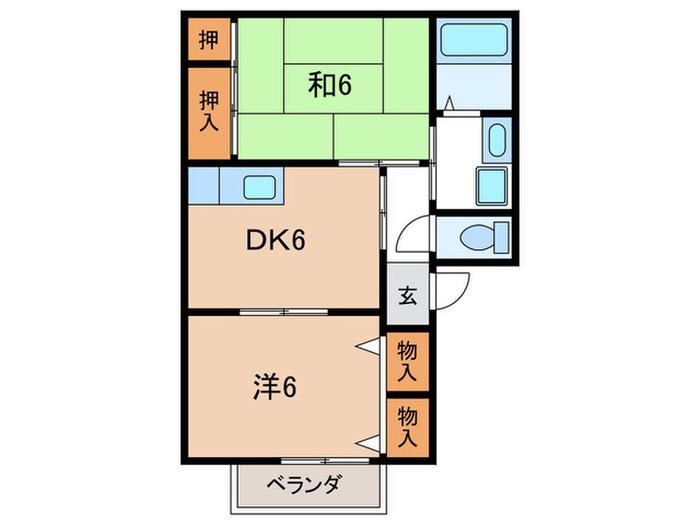 ネオハイムよしみ(2DK/1階)の間取り写真