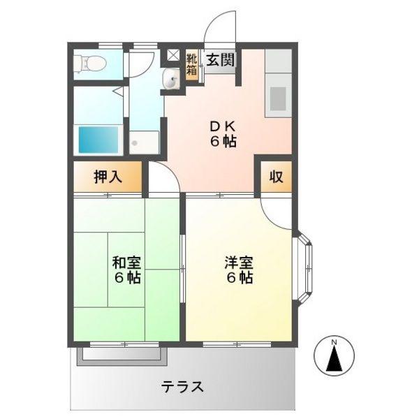 プランドゥ鳥栖I(2DK/1階)の間取り写真