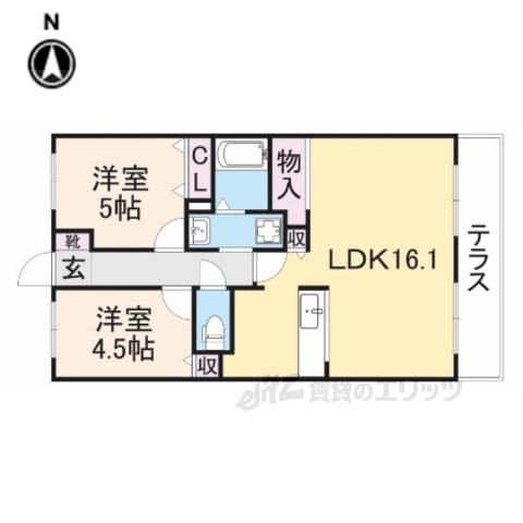 グレースコート香里園(2LDK/2階)の間取り写真