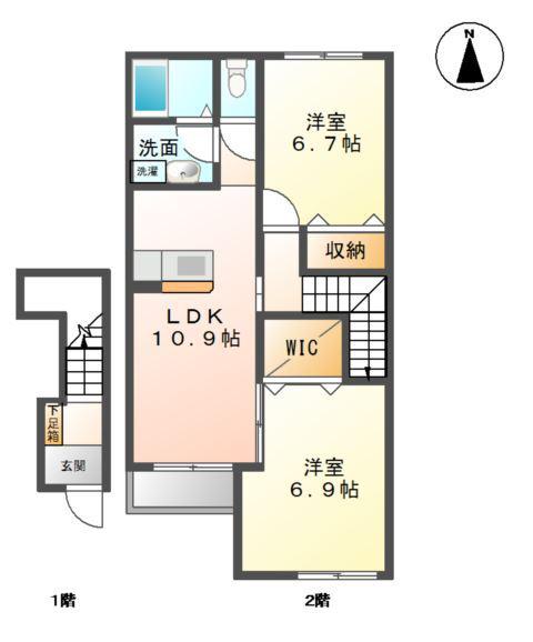ルミエール・エス(2LDK/2階)の間取り写真