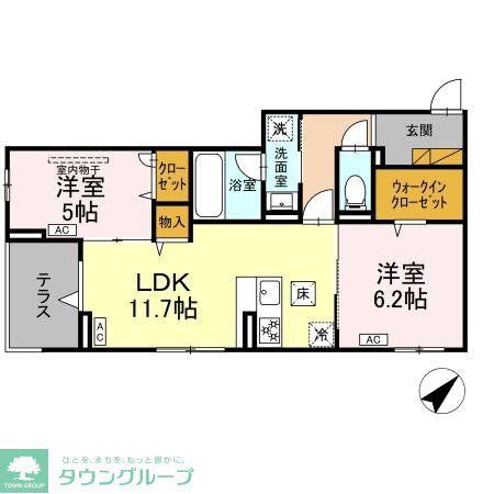 DーLOTUS(2LDK/1階)の間取り写真