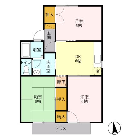 セジュール千木良G(3DK/1階)の間取り写真