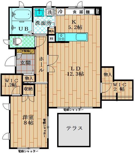 ハウスM(1LDK/1階)の間取り写真