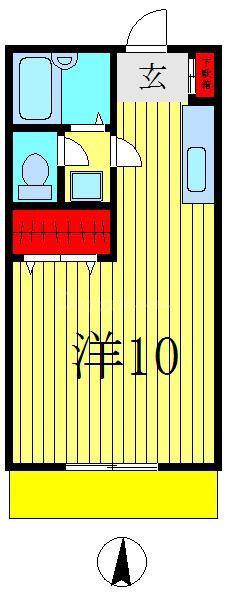 パークハイツ陣屋前(ワンルーム/1階)の間取り写真