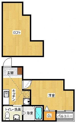 コンフォートベネフィス住吉Ⅰ(1K/2階)の間取り写真