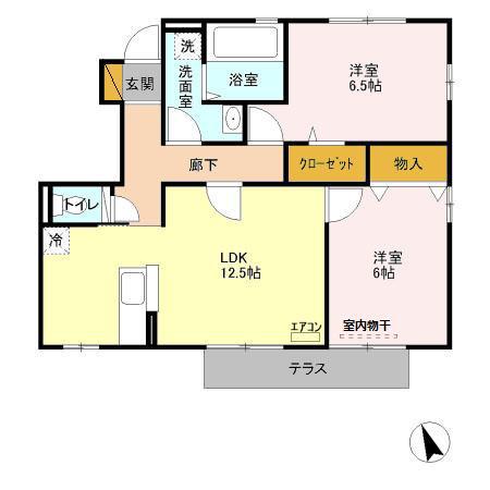 ベル テールB(2LDK/1階)の間取り写真
