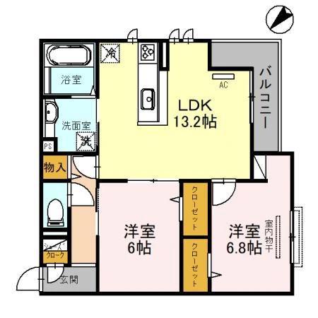SOLEIL LEVANT(2LDK/3階)の間取り写真