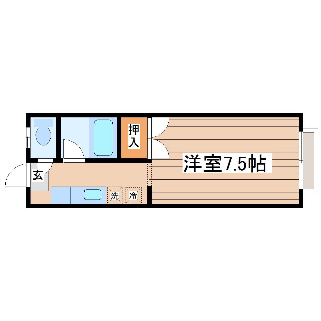ハイツエクセルB(1K/2階)の間取り写真