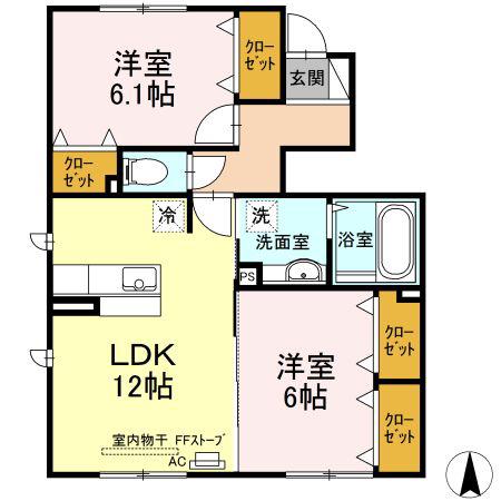 カレント(2LDK/1階)の間取り写真