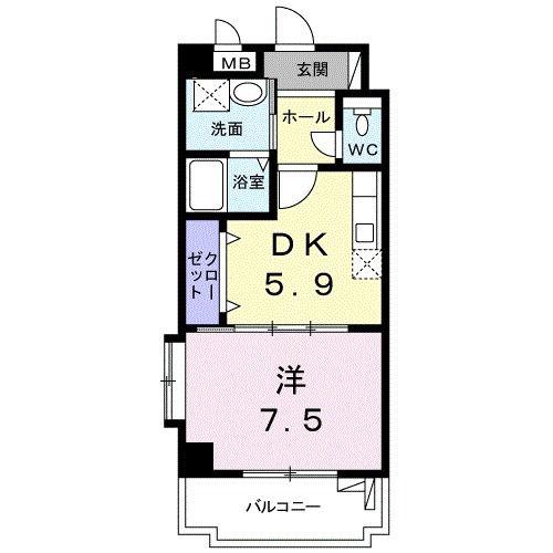 スレジュモ(1DK/1階)の間取り写真
