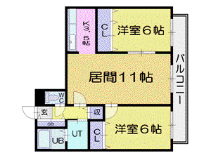 プリマベーラ(2LDK/2階)の間取り写真