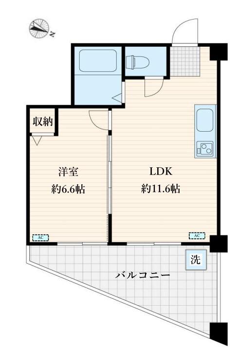 大橋ビル(1LDK/3階)の間取り写真