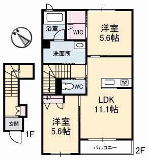 エターニア(2LDK/2階)の間取り写真