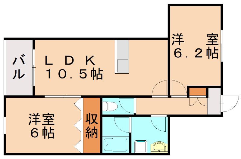 キミエ野芥レジデンスI(2LDK/3階)の間取り写真