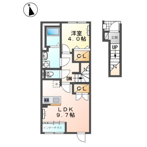 ANDARE(1LDK/2階)の間取り写真