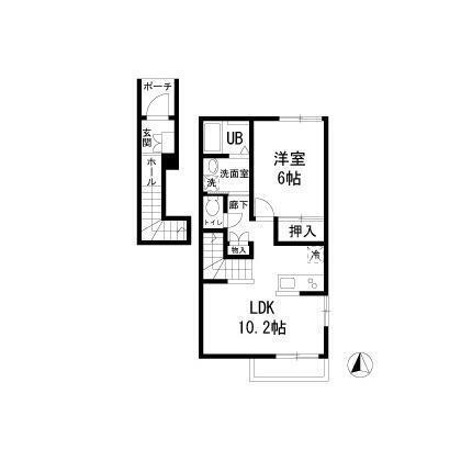 カーサアルベロ(1LDK/2階)の間取り写真