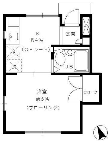 タウンコート(1K/1階)の間取り写真