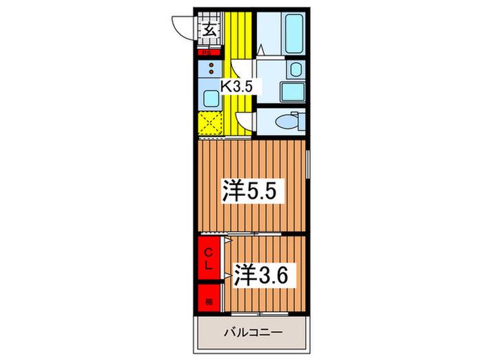 SUNSHINE七里(2K/1階)の間取り写真