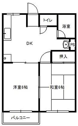 サンビレッヂ(2DK/2階)の間取り写真