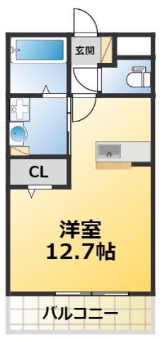 ハウス3 9(ワンルーム/2階)の間取り写真