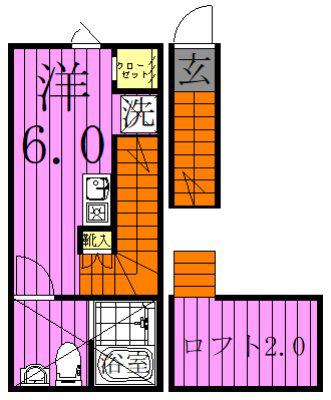 アルページュ八潮(ワンルーム/2階)の間取り写真