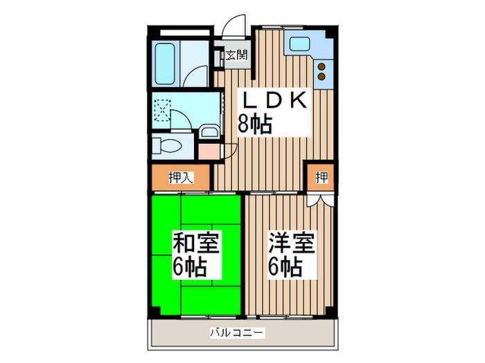 木村ビル(2LDK/2階)の間取り写真