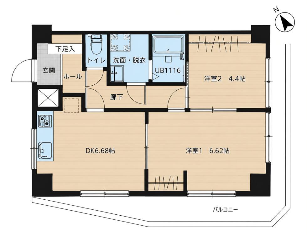 サンコー西小山(2DK/2階)の間取り写真