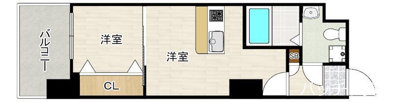 NO72 HARBOR イースト TOWER(1DK/17階)の間取り写真