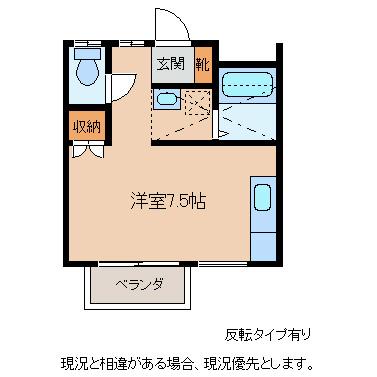 トップコート(ワンルーム/1階)の間取り写真