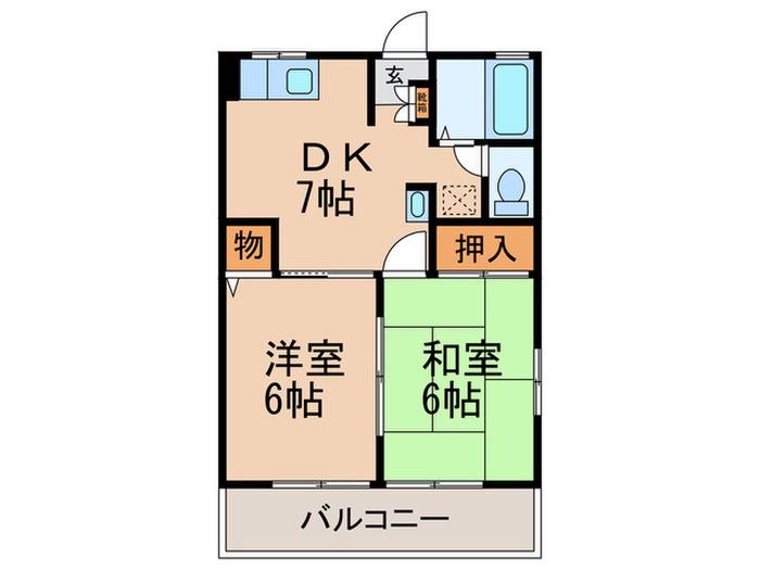 グリーンヒルズ(2DK/2階)の間取り写真