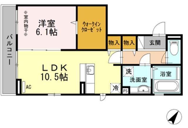 PLATINUM(1LDK/2階)の間取り写真