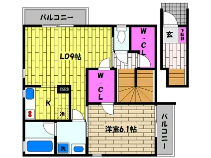 フォレストメゾン芦屋西蔵(1LDK/2階)の間取り写真