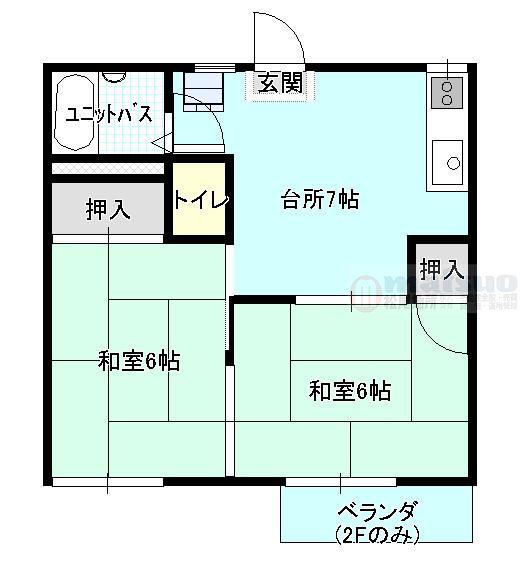シャトルふじ(2DK/2階)の間取り写真