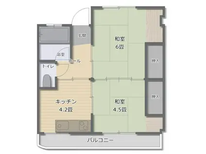 ベル・エクラ大原(2DK/3階)の間取り写真