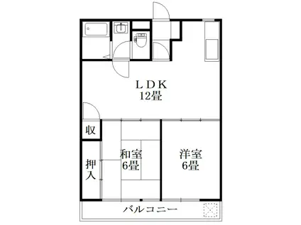 栗本マンション(2LDK/5階)の間取り写真