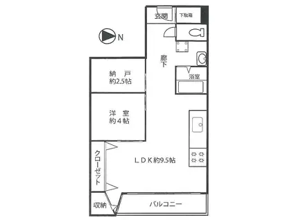 上六第一ダイヤモンドハイム(1SLDK/7階)の間取り写真