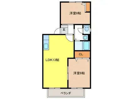 ファミーユ高桑(2LDK/2階)の間取り写真