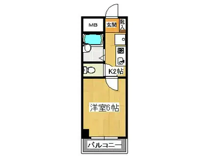 エクセル貴多川第5A棟(1K/3階)の間取り写真
