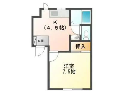 セ・グリシーヌII(1K/1階)の間取り写真