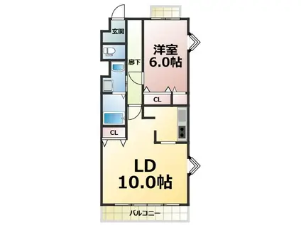石川橋セブン(1LDK/3階)の間取り写真