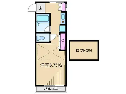 東急東横線 日吉駅(神奈川) 徒歩15分 2階建 築24年(1K/2階)の間取り写真
