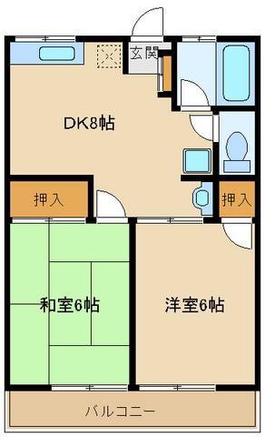シティハイムイリュミナ(2DK/1階)の間取り写真