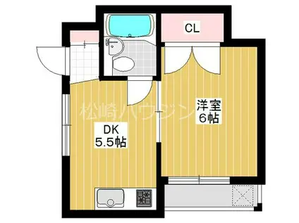 三輪ビル(1DK/2階)の間取り写真