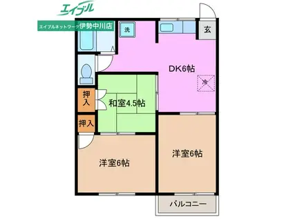 サンコーポ里ノ上(3DK/2階)の間取り写真