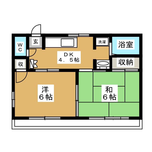 グリーンプラザ(2DK/1階)の間取り写真
